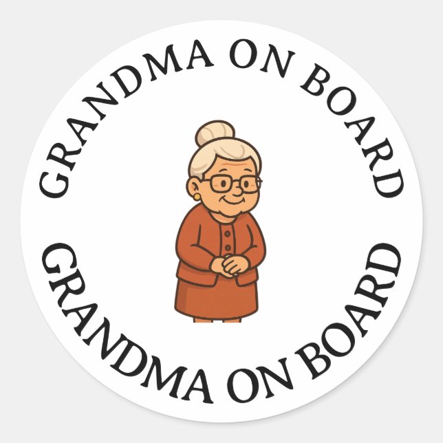 Pegatina Redonda Abuela a Bordo (Anverso)