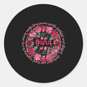 Pegatina Redonda Abuela amorosa estilo boho floral feliz día de la 