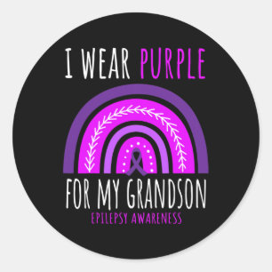 Pegatina Redonda Abuela arcoiris abuelo nieto morado Epilepsia A