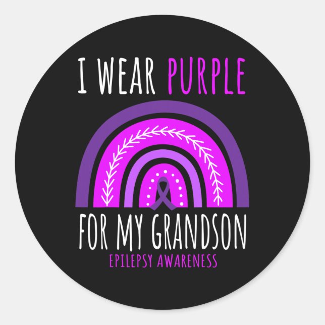 Pegatina Redonda Abuela arcoiris abuelo nieto morado Epilepsia A (Anverso)