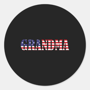 Pegatina Redonda Abuela Bandera Estadounidense Patriótica 4 De Juli