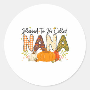 Pegatina Redonda Abuela bendita Calabaza Otoño Acción de Gracias Ma