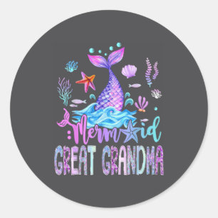 Pegatina Redonda Abuela Bisabuela Familia Sirena Cumpleaños Coincid