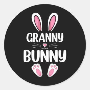 Pegatina Redonda Abuela Bunny Familia coincidente Abuela Día de Pas