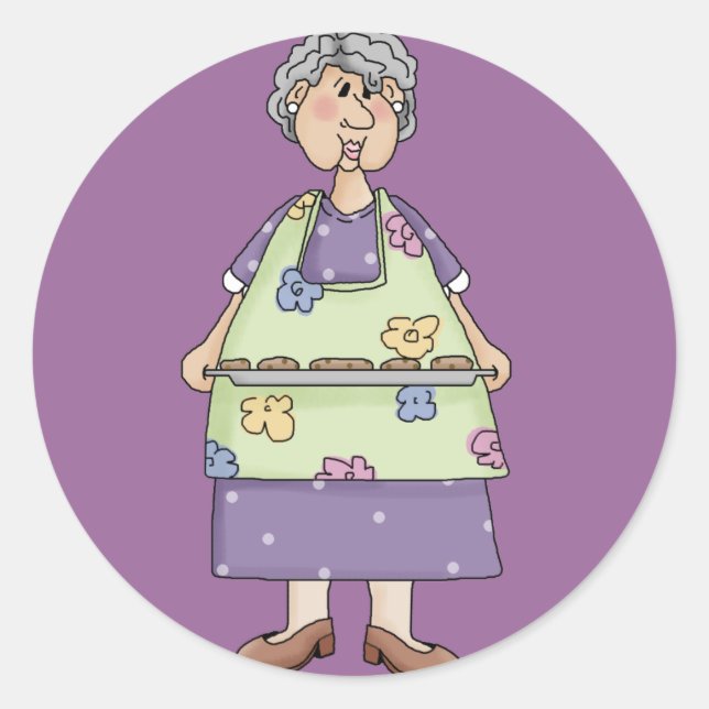 Pegatina Redonda Abuela con diseño de cookies (Anverso)
