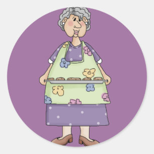 Pegatina Redonda Abuela con diseño de las galletas