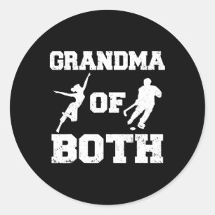Pegatina Redonda Abuela de ambos hockey divertido y abuela de baile