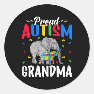 Pegatina Redonda Abuela de autismo orgullosa - Autismo autista auti