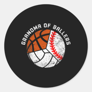 Pegatina Redonda Abuela De Ballers Diversión Baloncesto De Voleibol