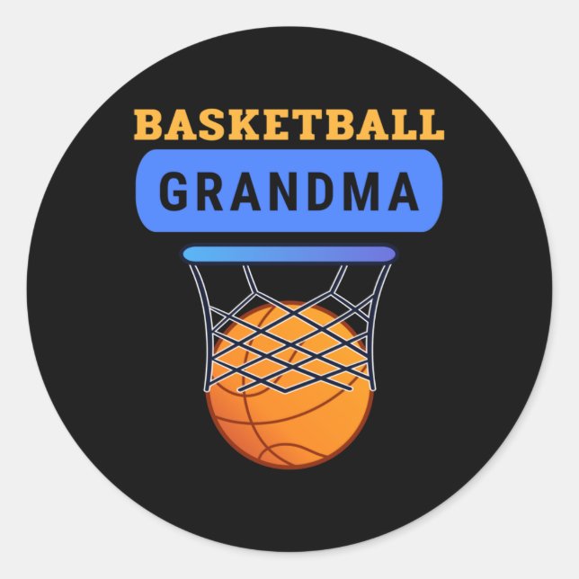 Pegatina Redonda Abuela de baloncesto (Anverso)