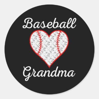 Pegatina Redonda Abuela de béisbol He
