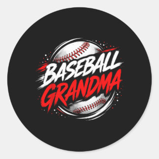 Pegatina Redonda Abuela de béisbol linda a juego