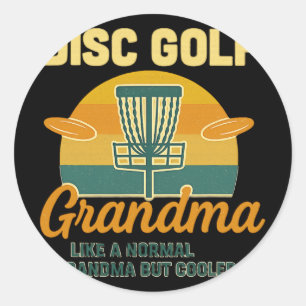 Pegatina Redonda Abuela de Disc Golf Más Guay Que Los Nietos 