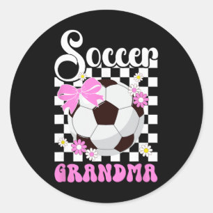 Pegatina Redonda Abuela de Fútbol Abuela Divertida De Un Jugador De