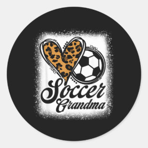 Pegatina Redonda Abuela de fútbol lindo corazón de leopardo