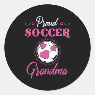 Pegatina Redonda Abuela de fútbol orgullosa