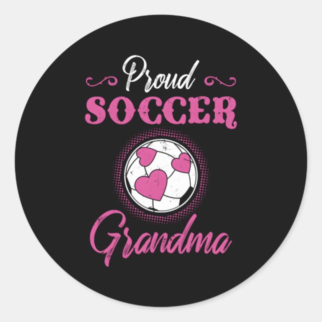 Pegatina Redonda Abuela de fútbol orgullosa (Anverso)