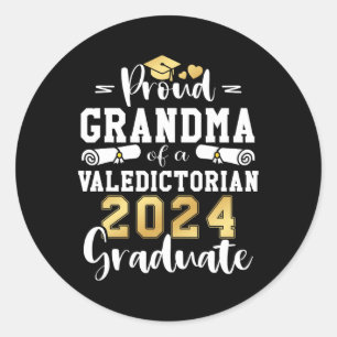 Pegatina Redonda Abuela De Graduación De Valedictorian Cl 2024