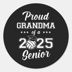 Pegatina Redonda Abuela De Graduado Superior De Voleibol De 2025