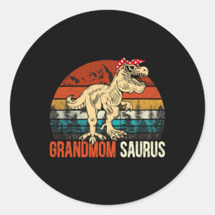 Pegatina Redonda Abuela de Grandmomsaurus T Rex Dinosaur Saurus Mat
