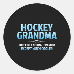 Pegatina Redonda Abuela de Hockey Divertida Abuela de Hockey sobre