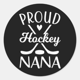 Pegatina Redonda Abuela de hockey sobre hielo Nana de jugador de ho