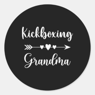 Pegatina Redonda Abuela de kickboxing Amantes del kickboxing Kickbo