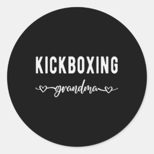Pegatina Redonda Abuela de Kickboxing Orgullosa Abuela Kickboxer 