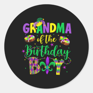Pegatina Redonda Abuela De La Camisa De Nacimiento Mardi Gras Gigi