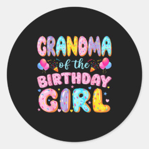 Pegatina Redonda Abuela de la cumpleañera dulce donut cumpleaños