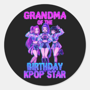 Pegatina Redonda Abuela de la cumpleañera estrella de K-pop Música 