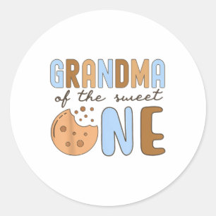 Pegatina Redonda Abuela De Los Dulces Una Galletas Y Leche Primer N