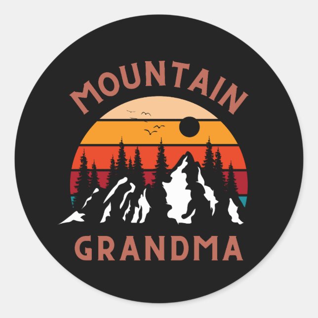 Pegatina Redonda Abuela de montaña (Anverso)