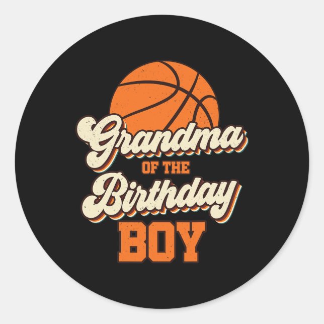 Pegatina Redonda Abuela de Nacimiento Básquetbol Mamá Nana F (Anverso)