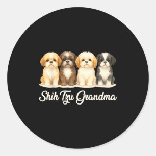 Pegatina Redonda Abuela de Shih Tzu Regalo de Amante de Perro Diver