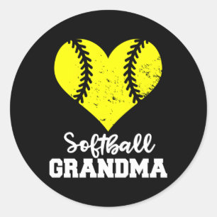 Pegatina Redonda Abuela de Softbol He Softbol