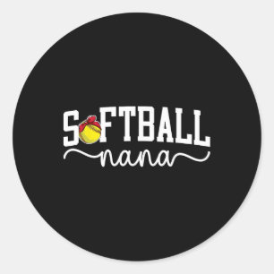 Pegatina Redonda Abuela de Sóftbol Nana Abuela de un jugador de sóf