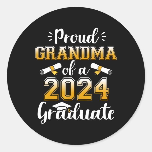 Pegatina Redonda Abuela De Una Licenciatura Superior De 2024 (Anverso)