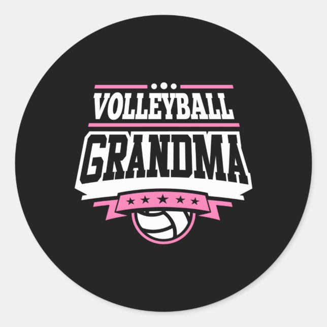 Pegatina Redonda Abuela de voleibol (Anverso)