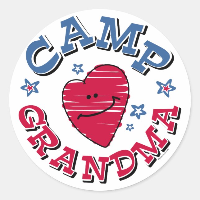Pegatina Redonda Abuela del campamento (Anverso)