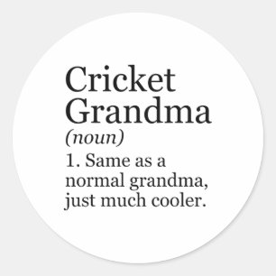 Pegatina Redonda Abuela del cricket definición divertida sarcástica