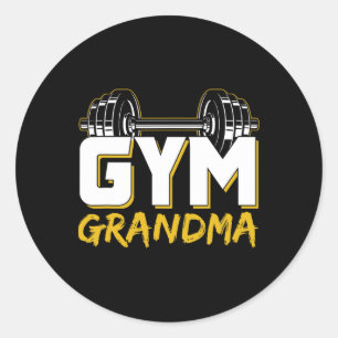 Pegatina Redonda Abuela del gimnasio entrenamiento de levantamiento