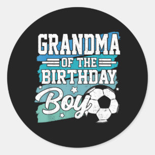 Pegatina Redonda Abuela Del Niño Cumpleañero Familia De Fútbol Comb