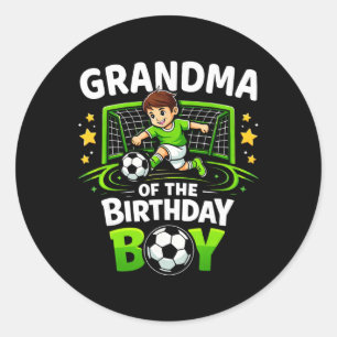 Pegatina Redonda Abuela Del Niño Cumpleañero Fútbol Ll Divertido Fú