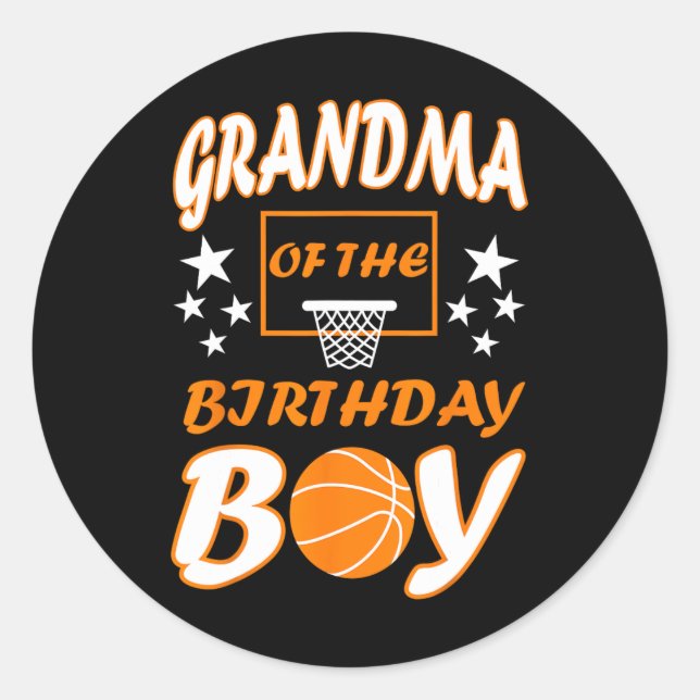 Pegatina Redonda Abuela del partido de amante del básquetbol (Anverso)