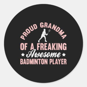 Pegatina Redonda Abuela del transbordador del jugador de Badminton