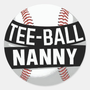 Pegatina Redonda Abuela divertida de Teeball de Tee-Ball Nanny