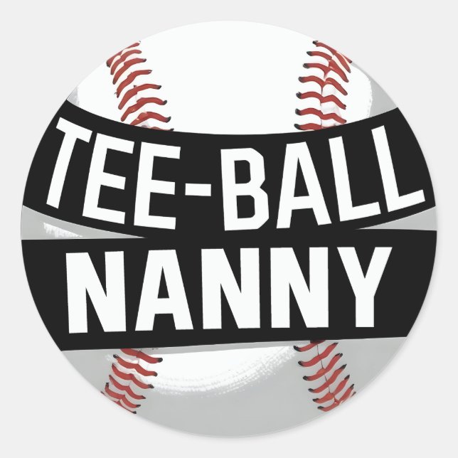 Pegatina Redonda Abuela divertida de Teeball de Tee-Ball Nanny (Anverso)