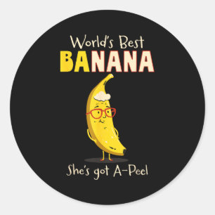 Pegatina Redonda Abuela Divertida Nana Banana del Mundo Juego de Pa