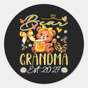 Pegatina Redonda Abuela Est 2027 Corbata de Lazo Floral Día de la M